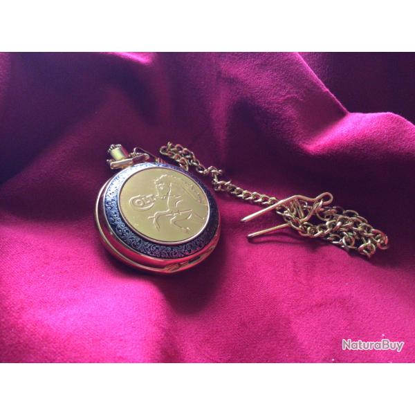 Montre gousset plaqu or COLT by Franklin Mint avec sa chane plaque or