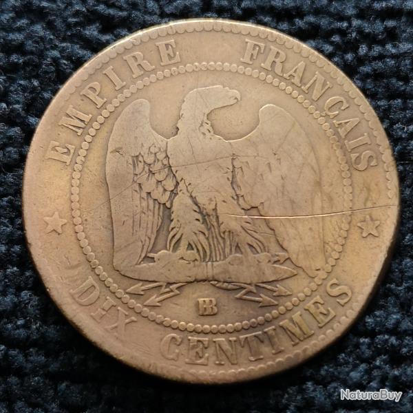 Monnaie France - 1861 BB - 10 centimes Napol�on III t�te laur�e (Grade : AB) - Ref N1108