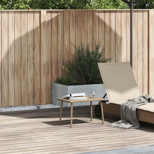 Table basse de jardin rectangulaire beige 60x40x37 cm rotin