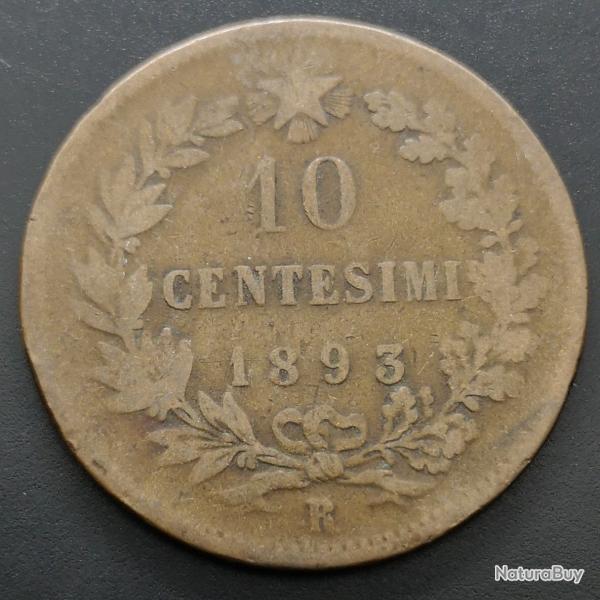 Monnaie Italie - 1893 R - 10 centesimi Umberto Ier (Grade : AB) - Ref N0441