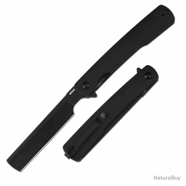 Couteau Artisan Orthodox Lame Acier AR-RPM9 Noir Manche G10 Linerlock IKBS ATZ1883PBBK