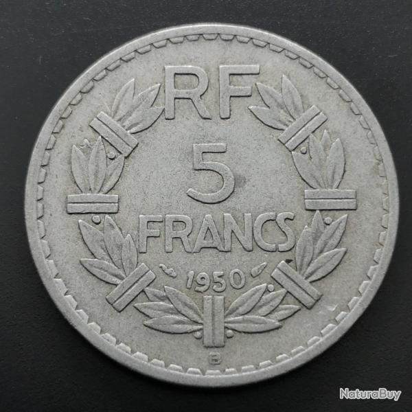 Monnaie France - 1950 B - 5 francs Lavrillier Aluminium (Grade : TTB) - ref N0530