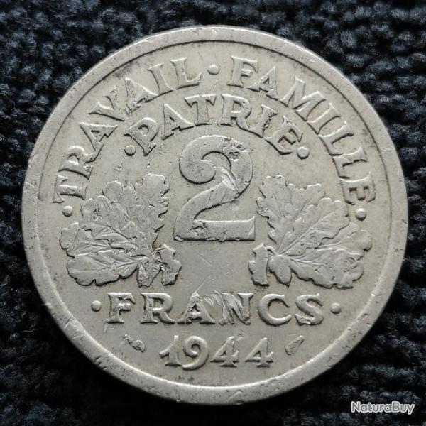 Monnaie France - 1944 C - 2 francs Francisque Alumimium (Grade : AB) - Ref N1118