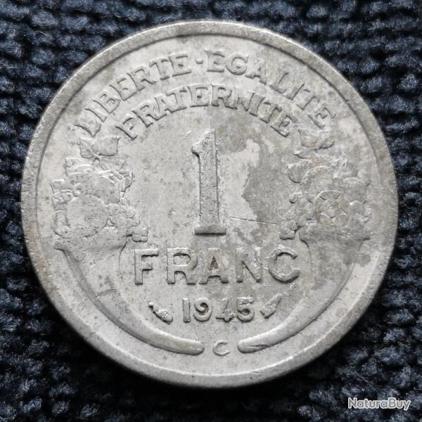 Monnaie France - 1945 C - 1 franc Morlon Aluminium, l�g�re (1.3 gr) (Grade : AB) - Ref N0792
