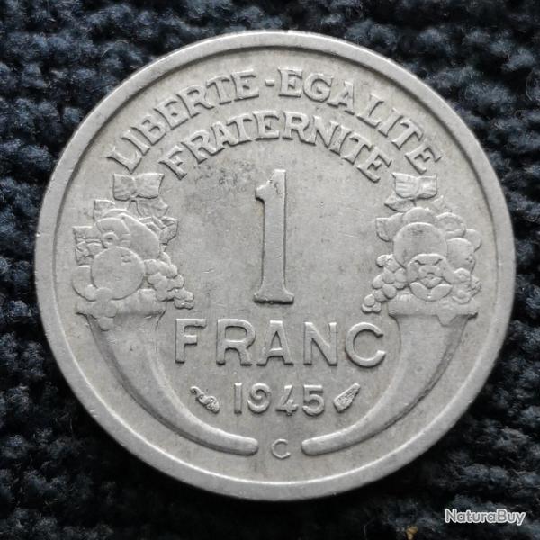 Monnaie France - 1945 C - 1 franc Morlon Aluminium, l�g�re (1.3 gr) (Grade : TTB) - Ref N1496