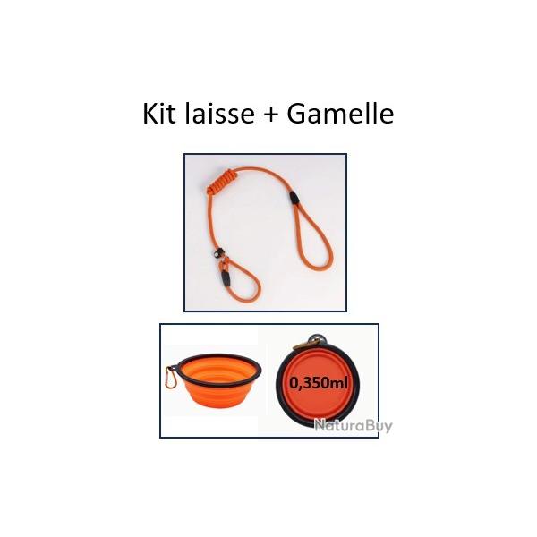 Kit laisse & gamelle pliante oranges