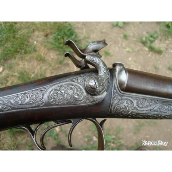 Superbe et rare fusil de chasse de luxe  broche juxtapos calibre 16 sign Lefaucheux