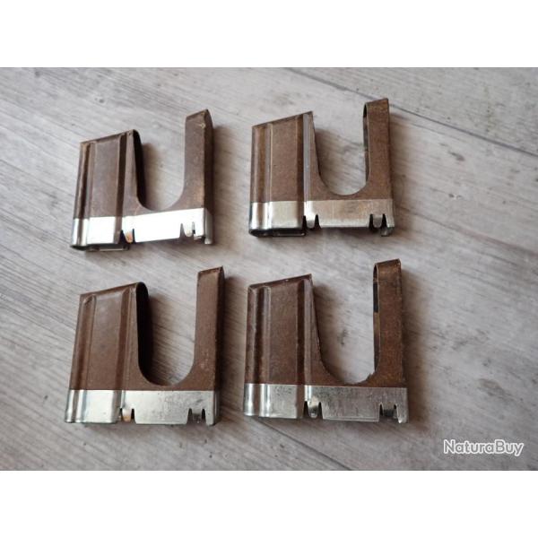 4 Clip pour cartouches pour fusil Suisse Rubin Schmidt G11, K11, K31... LOT DE QUATRE PIECES / CLIPS