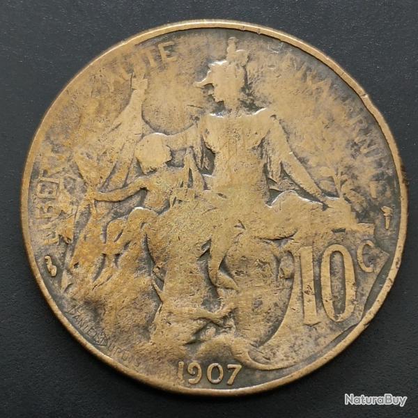 Monnaie France - 1907 - 10 centimes Daniel-Dupuis (Grade : AB) - REf N0455