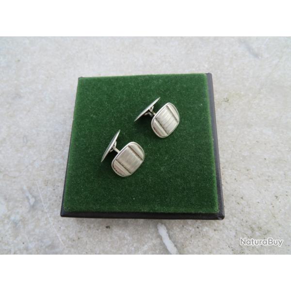 Ancienne paire de Boutons de manchettes vintage en Argent - FRANCE (Vers 1960-70)