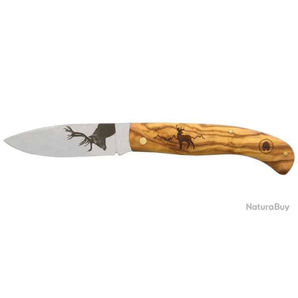 COUTEAU PLIANT JOKER MOTIF CERF GRAVE MANCHE/LAME