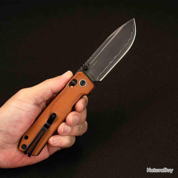 Couteau SRM Rubik Lame Acier 140Cr Manche Micarta Marron Crossbar Lock IKBS SRM7228BMN2