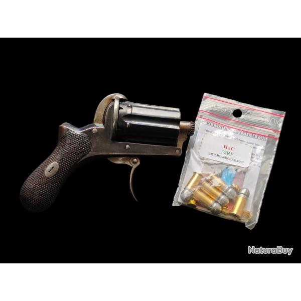 Superbe Revolver Poivrire FRANCOTTE - 32RF - RARE Percussion ANNULAIRE de transition