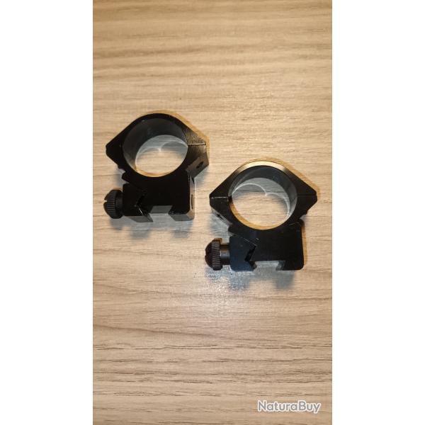 Collier montage lunettes Diamtre 25.4mm, pour Rail 11mm , Hauteur 12mm