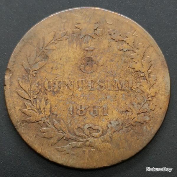 Monnaie Italie - 1861 N - 5 centesimi Victor-Emmanuel II (Grade : AB) - Ref N0401