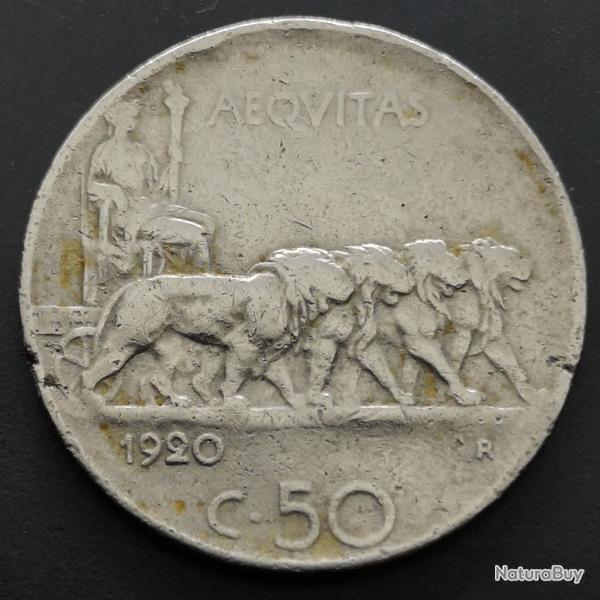 Monnaie Italie - 1920 - 50 centesimi Victor-Emmanuel III (Grade : AB) - Ref N0644