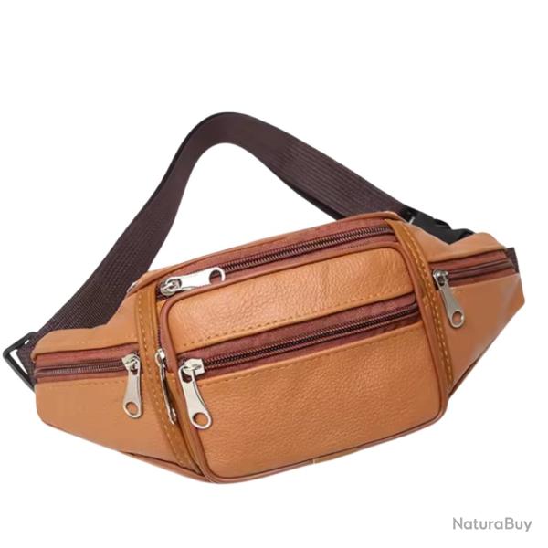 Sac Banane Cuir PU Homme Femme Unisexe Voyage Randonn�e Sport Smartphone Jaune