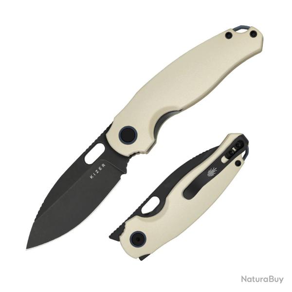 Couteau Kizer Seagull 14C28N Sandvik 14C28N Manche Aluminium Ivory Liner Lock KIV3770A3