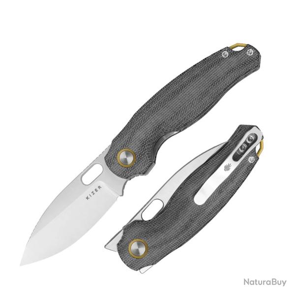 Couteau Kizer Seagull 14C28N Sandvik 14C28N Manche Micarta Black Liner Lock KIVT KIV3770A1