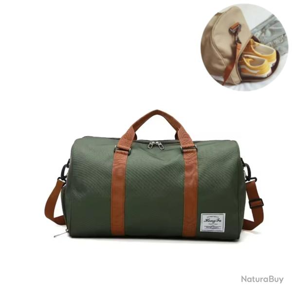 Sac de Voyage Grand Sac Weekend Tissu Oxford Impermable Bandoulire Compartiment Chaussures Vert