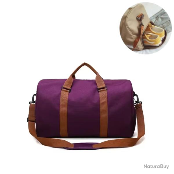 Sac de Voyage Grand Sac Weekend Tissu Oxford Impermable Bandoulire Compartiment Chaussures Violet