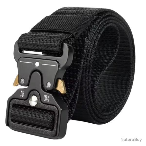 Ceinture Tactique Nylon Boucle Rapide Militaire Outdoor Homme Femme 120cm Noir