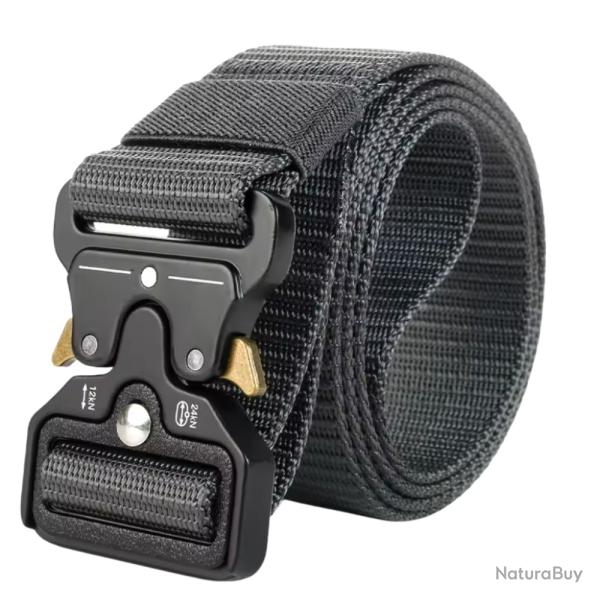 Ceinture Tactique Nylon Boucle Rapide Militaire Outdoor Homme Femme 120cm Gris
