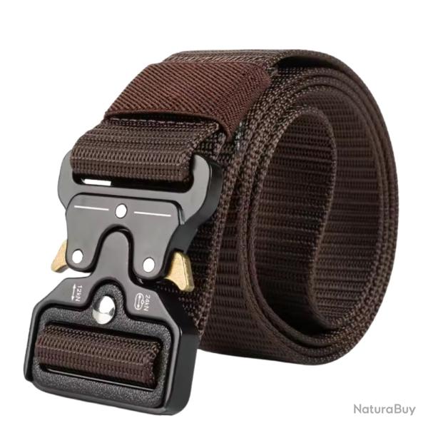 Ceinture Tactique Nylon Boucle Rapide Militaire Outdoor Homme Femme 120cm Marron