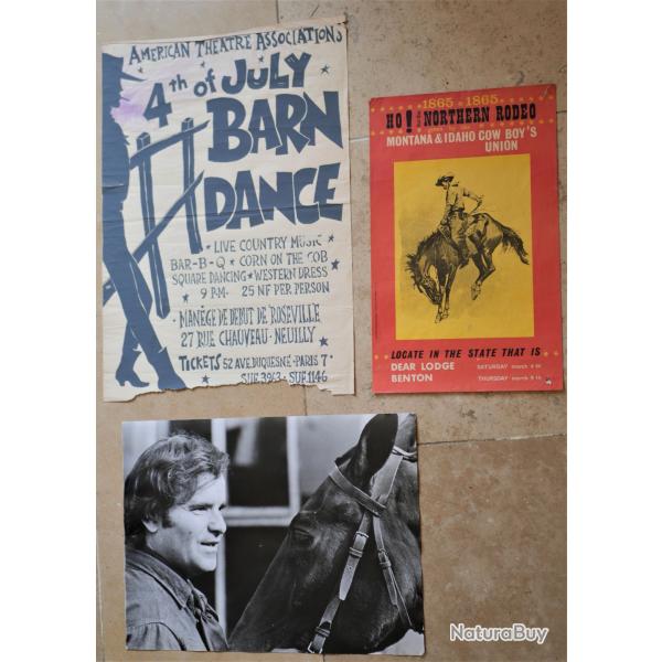 VINTAGE WESTERN COWBOY ROD�O FAR WEST Rares affiches originales NEUILLY MONTANA   Deux rares affiche