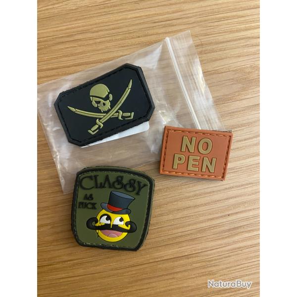 Lot 3 �cussons Tactical Patch No Pen Velcro marron vert noir PVC