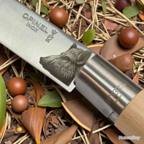 Opinel 13 sanglier + pr�nom cadeau homme