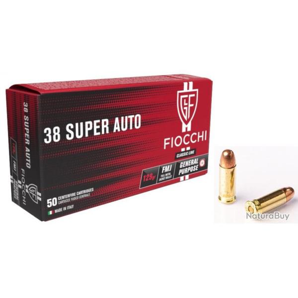 Munitions FIOCCHI Cal 38 Super Auto FMJ 1 carton de 1000 munitions