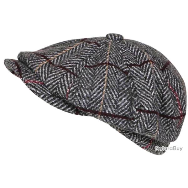 Beret Casquette Gavroche Gris Clair Irlandaise � Chevrons en Laine Gurwal Taille unique Gris