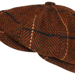 Beret Casquette Gavroche Orange Irlandaise &agrave; Chevrons en Laine Gurwal Taille unique Orange