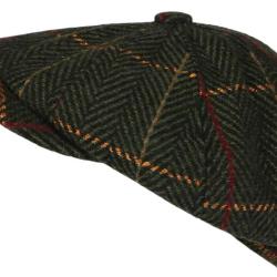 Beret Casquette Gavroche Verte Irlandaise &agrave; Chevrons en Laine Gurwal Taille unique Vert