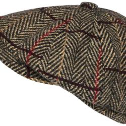 Beret Casquette Gavroche Marron Irlandaise &agrave; Chevrons en Laine Gurwal Taille unique Marron