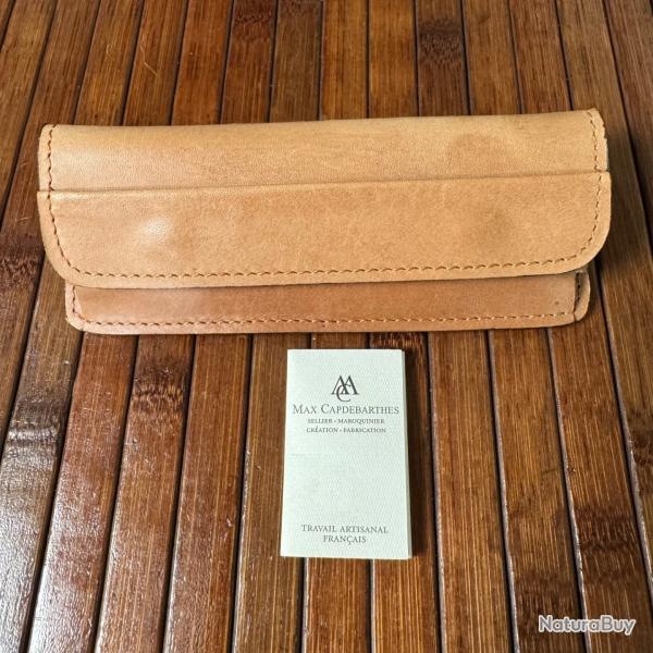 �TUI EN CUIR ARTISANAL MAX CAPDEBARTHES COUTEAUX PORT HORIZONTAL FRANCE