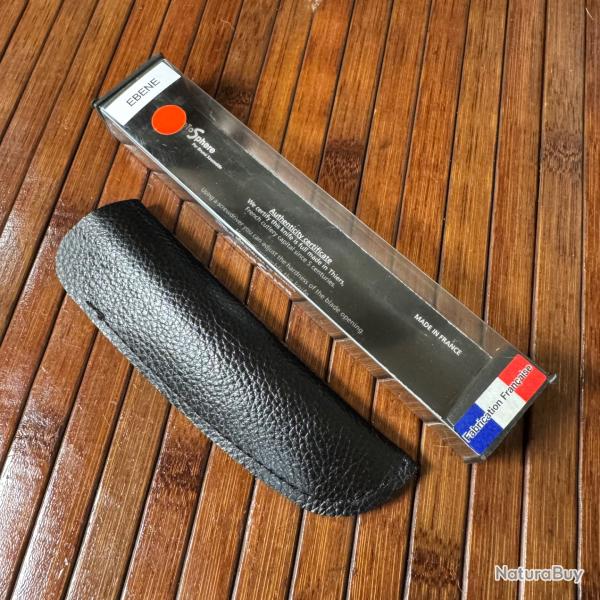 POCHETTE CUIR NOIRE ET BO�TE FABRICATION FRAN�AISE POUR  COUTEAU ROTOSPHERE