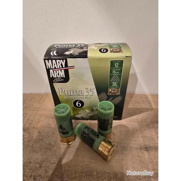 Carton de 10 boites de cartouche Mary Arm Puma 35 calibre 12/70 plomb de 6