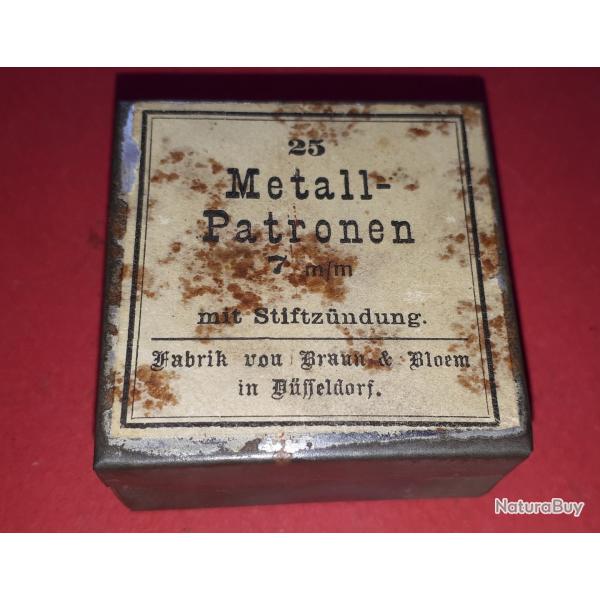Boite t�le compl�te 25 Cartouches 7MM � Broche Poudre Noire pour revolver Lefaucheux