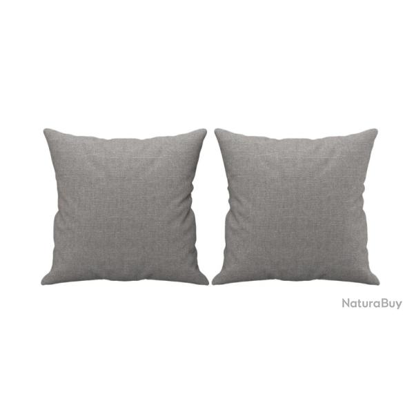 Coussins d�coratifs lot 2 gris clair 40x40 cm tissu polyester confort pratique int�rieur