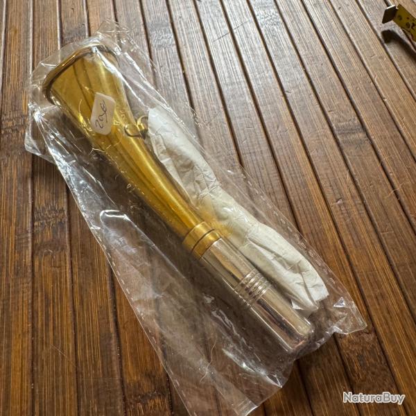 CORNE D'APPEL EN LAITON NEUF 16 cm lacet cuir ��-