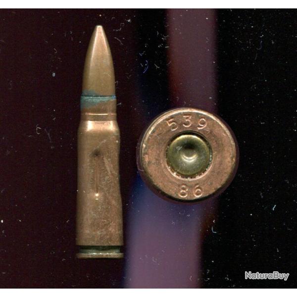 7.62 x 39 AK 47 - URSS - Inerte de manipulation acier cuivr -  marquage : 539 86