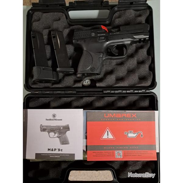 Smith & Wesson M&P 9C UMAREX /2 CHARGEURS  15 Cps + 12 Cps / MUN 50 BAB / EMBOUT FUSEE / SLUG