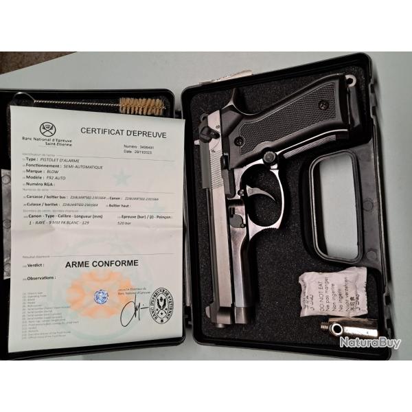 BLOW  F92 FUL AUTO 9mm PAK Neuf 0 tir  + 2 chargeurs  17 Cps + 30 cps  + 50 BAB