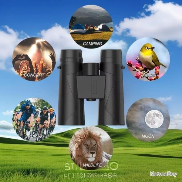 Jumelles SUNCORE 10x42 FMC - Prisme BaK-4 Vision HD tanche IPX4 - Chasse Observation et Plein Air