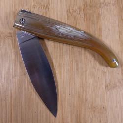 Couteau pliant r&eacute;gional SALADINI SCARPERIA "maremmano a foglia" corne ITALY COMME NEUF