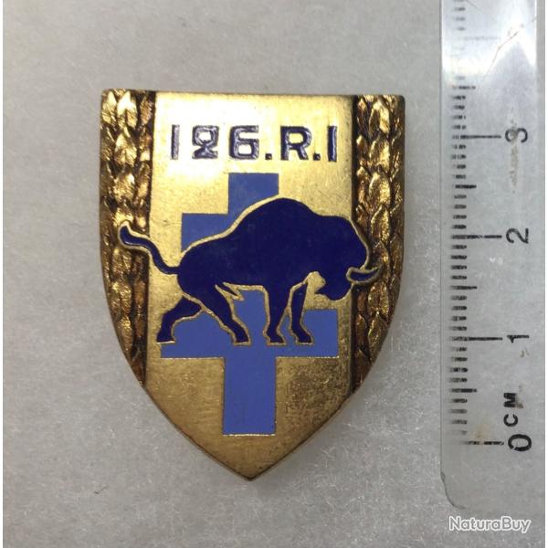 FRANCE INFANTERIE - Insigne�126� R.I. R�giment d?Infanterie bison bleu?Drago 1557