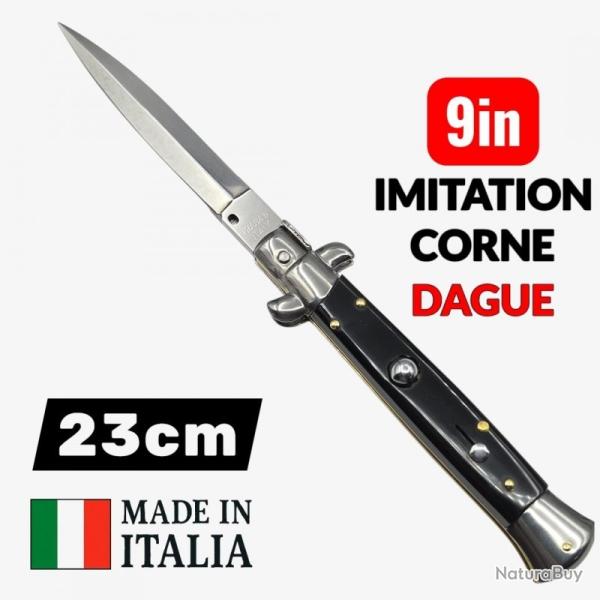 Couteau automatique dague italien Frank Beltrame noir imitation corne