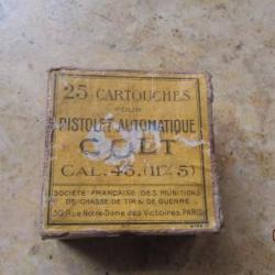 boite munition pleine colt 45 11.43 SFM Soci&eacute;t&eacute; Fran&ccedil;aise Munitions colt45 Indochine Indo Alg&eacute;rie